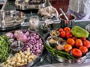 Assorted ingredients used in a cooking class hosted by teacher and food enthusiast Sumeet Nair.  Donna Kennedy-Glans