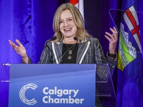 Alberta NDP Leader Rachel Notley addresses the Calgary Chamber of Commerce in Calgary, Alta., Thursday, Dec. 15, 2022.