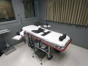 FILE - The execution room at the Oregon State Penitentiary is pictured on Nov. 18, 2011, in Salem, Ore. Oregon Gov. Kate Brown announced on Tuesday, Dec. 13, 2022, she is commuting the sentences of the 17 prison inmates in Oregon who have been sentenced to death to life imprisonment without the possibility of parole.