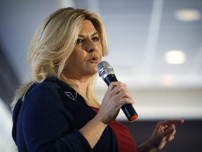 FILE - Michele Fiore participates in a debate in Henderson, Nev., April 26, 2016. Fiore on Tuesday, Dec. 20, 2022, was appointed unanimously by commissioners in rural Nye County to a local judgeship. Republican Fiore, who served five years on the Las Vegas City Council, does not have a law degree but will now serve as a justice of the peace in Pahrump Justice Court through 2024.
