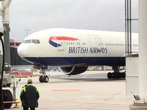 British Airways plane carrying Britain's Prince William and Catherine, Princess of Wales, arrives at Boston Logan International Airport on Wednesday, Nov. 30, 2022. The Prince and Princess of Wales are making their first overseas trip since the death of Queen Elizabeth II in September.