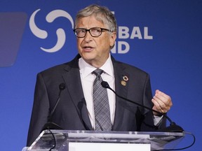 FILE - Bill Gates speaks during the Global Fund's Seventh Replenishment Conference, Wednesday, Sept. 21, 2022, in New York. Gates topped The Chronicle of Philanthropy's annual list of the 10 largest charitable gifts announced by individuals or their foundations in 2022. This year's list totaled nearly $9.3 billion. Gates gave $5 billion to the Bill & Melinda Gates Foundation to back the grantmaker's work in global health, development, policy and advocacy, and U.S. education.