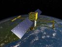 Un satellite, faisant partie de la mission Topographie des eaux de surface et des océans, est présenté dans un document.  Un élément de la technologie radar satellitaire canadienne jouera un rôle clé dans une mission d'observation de 90 % de l'eau de la Terre.  La mission SWOT (Surface Water and Ocean Topography) est dirigée par la NASA et l'agence spatiale française CNES.
