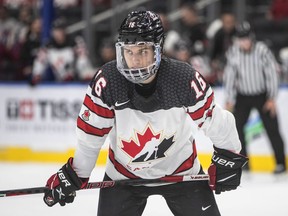 Connor Bedard will highlight a group of 10 players hoping to win their second junior hockey championship title in six months when Hockey Canada kicks off its selection camp for the 2023 team Friday in Moncton, N.B. Bedard lines up for the face-off against Latvia during second period IIHF World Junior Hockey Championship action in Edmonton on August 10, 2022.