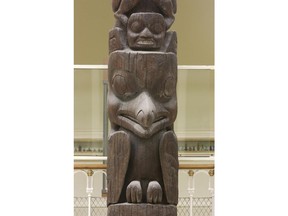A memorial totem pole is shown in this handout image provided by National Museums Scotland.