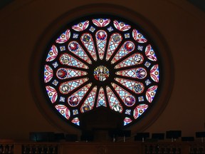 The Rosette Window above the choir loft at Ukrainian Catholic Saints Vladimir and Olga Cathedral.