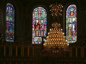 Stained glass detail at Ukrainian Catholic Saints Vladimir and Olga Cathedral in Winnipeg on Mon., Dec. 5, 2022.