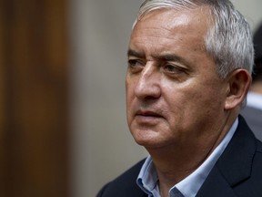 FILE - Jailed, former Guatemalan President Otto Perez Molina attends his pre-trial hearing for alleged corruption in Guatemala City, July 22, 2016. A Guatemalan court is expected to announce on Wednesday, Dec. 7, 2022 its ruling in a different case, for alleged fraud, by Perez Molina.