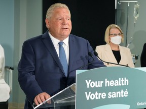 Ontario Premier Doug Ford makes an announcement on health care in the province with Health Minister Sylvia Jones in Toronto, Monday, Jan. 16, 2023. THE CANADIAN PRESS/Frank Gunn