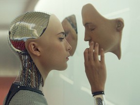 Alicia Vikander’s Ava from Ex Machina is one of Chris Knight’s favourite big-screen robots.  Mongrel Media