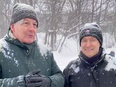 European Union Internal Market Commissioner Thierry Breton, left, and Canada's Industry Minister Francois-Philippe Champagne head out for some ice fishing in Quebec on January 29, 2023.