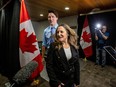 Prime Minister Justin Trudeau and Finance Minister Chrystia Freeland, centre right, arrive at a federal cabinet retreat in Hamilton, Ont., on Jan. 23.