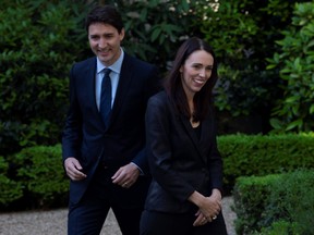 Prime Minister Justin Trudeau and New Zealand Prime Minister Jacinda Ardern pictured together in 2019.