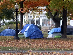 Tents that are part of a homeless encampment in Toronto's Allan Gardens park, October 19, 2022.