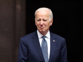 U.S. President Joe Biden during a welcome ceremony as part of the '2023 North American Leaders' Summit at Palacio Nacional on January 9, 2023 in Mexico City, Mexico.