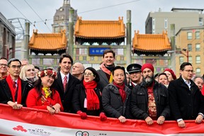 The rest of the year, most of the people in this photo are busy accusing each other of being evil, existential threats to the future of Canadian democracy. But at Vancouver’s Chinese New Year celebrations, they all briefly came together to mark the beginning of another lunisolar year. That’s Prime Minister Justin Trudeau, NDP Leader Jagmeet Singh, Vancouver Mayor Ken Sim and Conservative Leader Pierre Poilievre in the front row. The extremely tall guy is BC Premier David Eby. The concerned-looking bald guy in the back is probably part of Trudeau’s RCMP security detail.