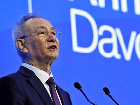 China's Vice-Premier Liu He addresses the World Economic Forum in Davos, Switzerland, January 17, 2023.