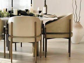 Curvy-lined furnishings stay on-trend. Solana Dining Chair, $466, roveconcepts.com