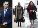 Bill Morneau, Celina Caesar-Chavannes și Jody Wilson-Raybould, toți foști parlamentari liberali care și-au făcut public deziluzia față de Justin Trudeau. 