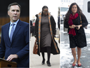 Bill Morneau, Celina Caesar-Chavannes and Jody Wilson-Raybould, all former Liberal MPs who have made public their disillusionment with Justin Trudeau. 