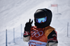Mercedes wears Smith Squad goggles and Smith Code with MIPS helmet to protect herself on the slopes.