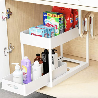Visit the Simple Houseware Store- SimpleHouseware Under Sink 2 Tier  Expandable Shelf Organizer Rack…