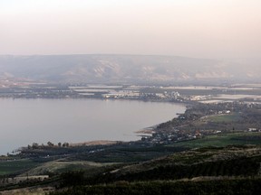 A general view shows the Sea of Galilee with Jordan in the background, in northern Israel, January 23, 2023.