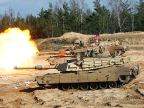 American M1A1 Abrams tanks.