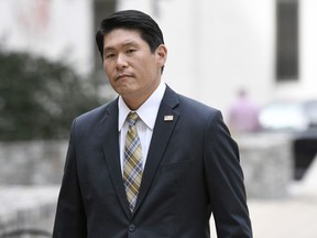 FILE - U.S. Attorney Robert Hur arrives at U.S. District Court in Baltimore on Nov. 21, 2019. Attorney General Merrick Garland on Thursday, Jan. 12, 2023, appointed Hur as a special counsel to investigate the presence of documents with classified markings found at President Joe Biden's home in Wilmington, Delaware, and at an office in Washington.