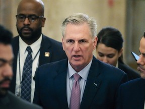 House Republican Leader Kevin McCarthy, R-Calif., arrives as the House meets for the fourth day to elect a speaker and convene the 118th Congress in Washington, Friday, Jan. 6, 2023.