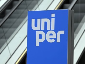 FILE --Logo of the energy supplier Uniper at the group headquarters in Duesseldorf, Germany, July 8, 2022. Klaus-Dieter Maubach, the CEO of German energy company Uniper has decided to step down after it was nationalized last month, the gas supplier said.
