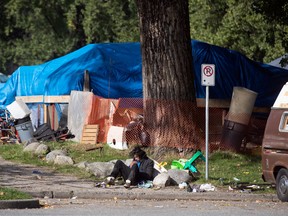 A homeless encampment