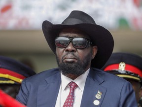 FILE - South Sudan's President Salva Kiir attends the swearing-in ceremony for Kenya's new president William Ruto, at Kasarani stadium in Nairobi, Kenya on Sept. 13, 2022. A journalists' union in South Sudan asserted Friday Jan. 6, 2023 that six staffers with the national broadcaster are detained in connection with footage apparently showing the country's president urinating on himself during an event.