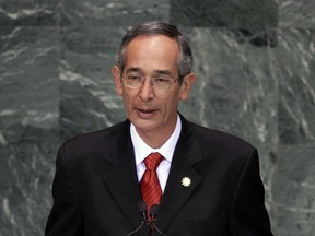 FILE - Guatemala's President Álvaro Colom addresses a summit on the Millennium Development Goals at United Nations headquarters in New York, Monday, Sept. 20, 2010. Former President Colom, who governed from 2008 to 2012 and supported a United Nations anticorruption mission that later investigated him, died Monday, Jan. 23, 2023, lawmakers from his party announced. He was 71.