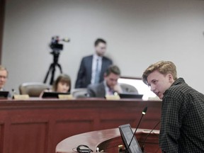 Elliot Morehead, 16 of Sioux Falls, tells a House Health and Human Services committee Tuesday, Jan. 31, 2023, in Pierre, S.D., that a bill banning gender-affirming care for transgender youth would harm their development as their unique self.