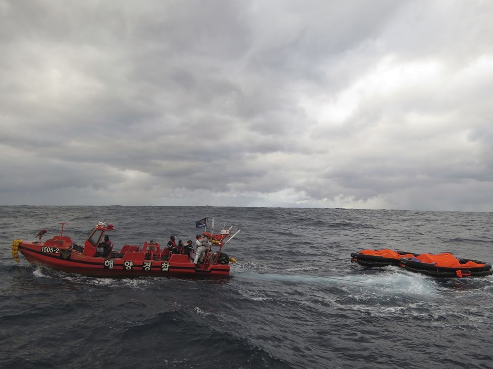 Cargo ship sinks between South Korea, Japan; 5 crew rescued