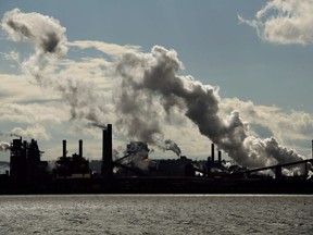 The steel mills in the Hamilton waterfront harbour are shown in Hamilton, Ont., on October 23, 2018. The City of Hamilton says it has uncovered another leak dating back to 1996 that has been dumping sewage into Lake Ontario.