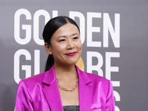 Domee Shi arrives at the 80th annual Golden Globe Awards at the Beverly Hilton Hotel on Tuesday, Jan. 10, 2023, in Beverly Hills, Calif. Toronto filmmakers Sarah Polley and Domee Shi are among the Canadians competing in the top categories at this year's Academy Awards.