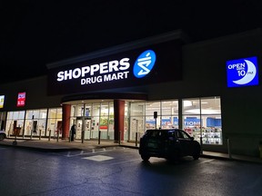 A Shoppers Drug Mart is shown in Bowmanville, Ont., on Wednesday, Jan. 12, 2022. Calgary police say six teenage boys have been charged in a swarming attack that left two store employees injured in November.