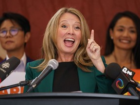 Ontario NDP MPP Marit Stiles announces her provincial leadership campaign in Toronto, Thursday, Sept. 22, 2022. Ontario's New Democrats are moving up a vote to confirm Toronto-area legislator Marit Stiles as the party's leader.