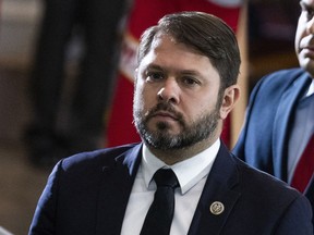 Rep. Ruben Gallego, D-Ariz., is seen in the U.S. Capitol, July 14, 2022, in Washington. Gallego says he'll challenge independent U.S. Sen. Kyrsten Sinema of Arizona in 2024. Monday's announcement makes Gallego the first candidate to jump into the race in the battleground state and sets up a potential three-way contest. No Republican has currently announced a run.