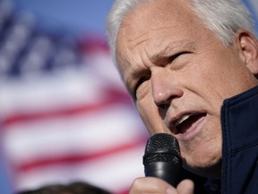 FILE - Matt Schlapp, chairman of the American Conservative Union, speaks during a news conference outside of the Clark County Election Department, Nov. 8, 2020, in North Las Vegas.