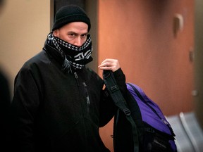 Jonathan Gravel, who was convicted of sexual assault in 2018, arrives at his sentencing hearing in Montreal on Jan. 30.