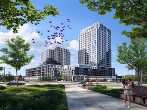 Above Condos will bring 577 suites over two towers to the southeast corner of Hurontario Road and Bristol Avenue, connected by a six-storey podium.