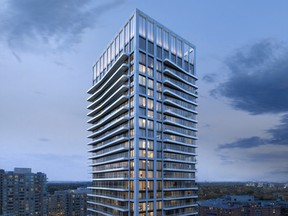 The 350 units at the Olive Residences range from one-bedrooms to townhomes at the base of the tower’s four-storey podium.