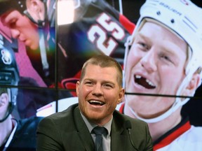 Ottawa Senators NHL hockey team forward Chris Neil officially announces his retirement in Ottawa, on Thursday, December 14, 2017. On Friday night, Neil will become just the third player in the Senators' modern era to have his jersey retired, joining Daniel Alfredsson and Chris Philiips.THE CANADIAN PRESS/Fred Chartrand