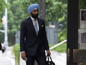 Former Liberal MP Raj Grewal makes his way to court, Monday, July 18, 2022 in Ottawa. Grewal&nbsp;is in an Ottawa courtroom today to seek the dismissal of two criminal charges connected to his time in office.&nbsp;THE CANADIAN PRESS/Adrian Wyld