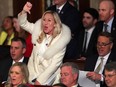 WASHINGTON, DC - FEBRUARY 07: U.S. Rep. Marjorie Taylor Greene (R-GA) gives a thumbs down during President Joe Biden's State of the Union address during a joint meeting of Congress in the House Chamber of the U.S. Capitol on February 07, 2023 in Washington, DC. The speech marks Biden's first address to the new Republican-controlled House.