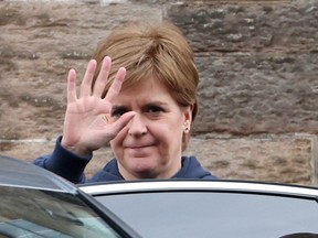 Scotland's First Minister Nicola Sturgeon departs Bute House, following her resignation announcement in Edinburgh, Britain, February 15, 2023. REUTERS/Russell Cheyne