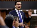 Conservative Party of Canada leader Pierre Poilievre speaks during Question Period on February 1, 2023. Poilievre recently declared that Liberal drug policies had turned parts of Vancouver into a 